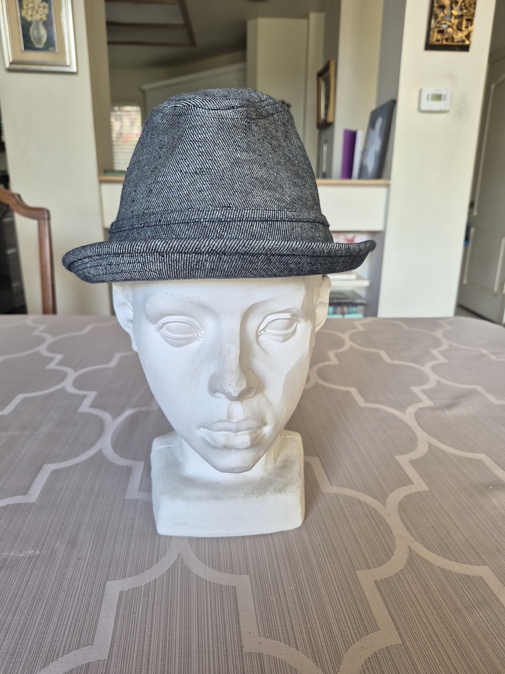 Grey Tweed Fedora Hat - Yellow 108 Brand.